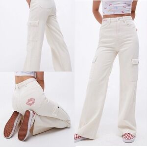 PLAYBOY by PACSUN Collab Cream Cargo Bootcut Denim Pants Size 22 (Juniors 00)